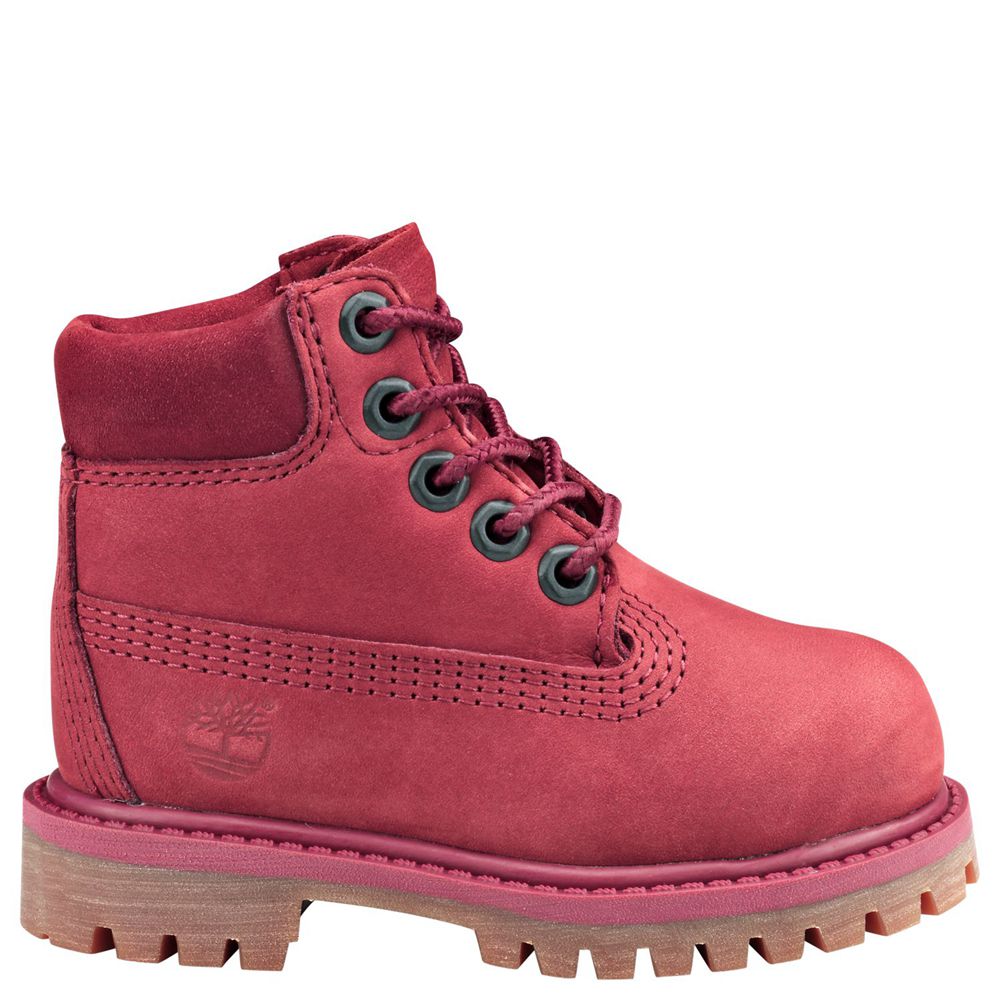 Timberland 6-Inch Μποτακια Παιδικα Μπορντο - Toddler Premium Waterproof - Greece 9653801-AH